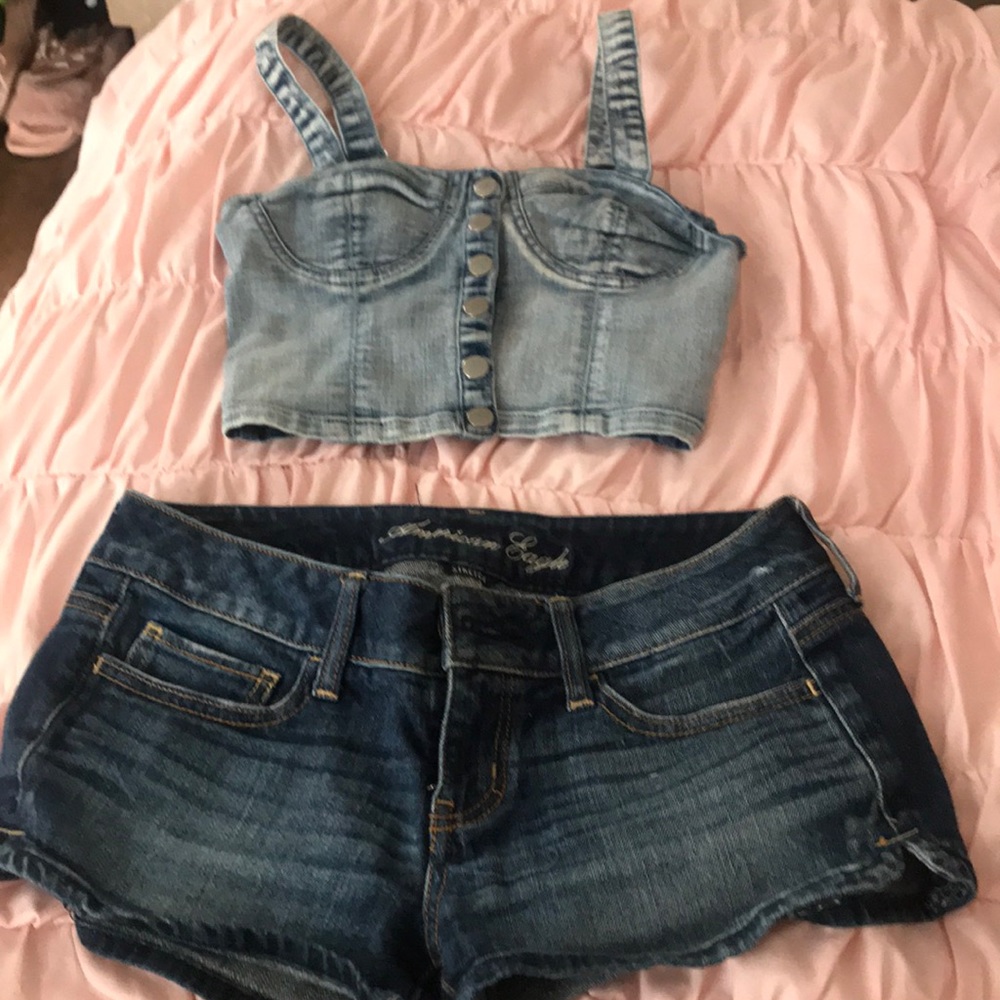 Crop top and denim shorts bundle